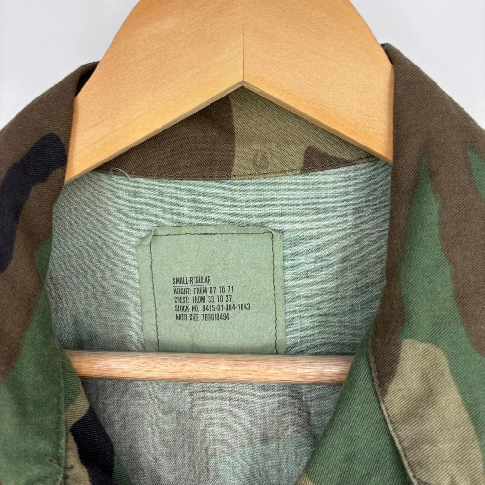 Vintage 80s US Army Woodland BDU Jacket Small Reg 1988 Military Cold War